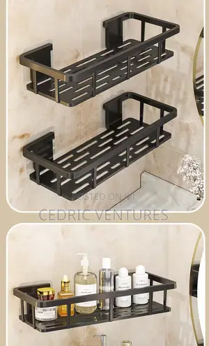 2pcs Wall-Mounted Adhesive Plastic Bathroom Storage Rack