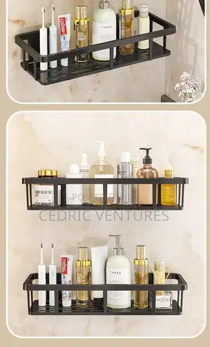 2pcs Wall-Mounted Adhesive Plastic Bathroom Storage Rack