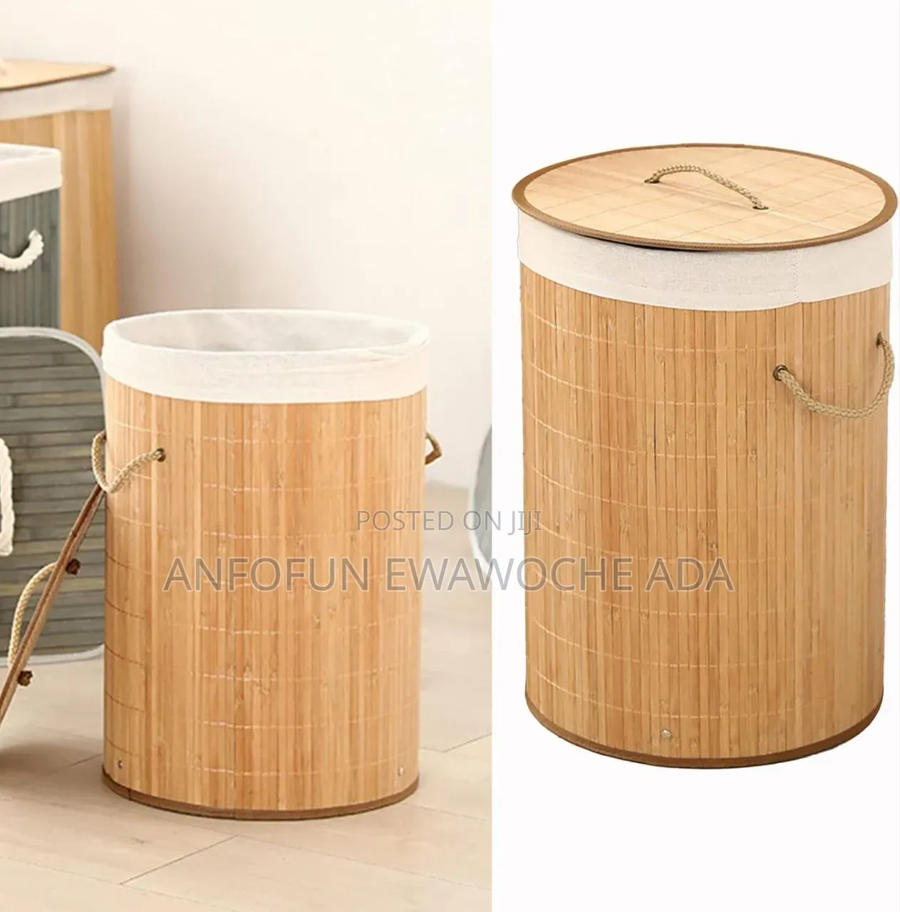Bamboo Round Laundry Bag – Natural Durable Laundry Storage Solution