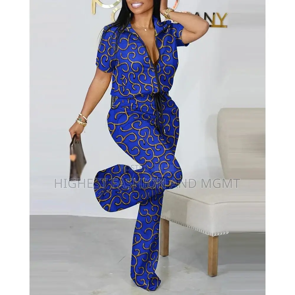 Short Sleeve Print Jumpsuit