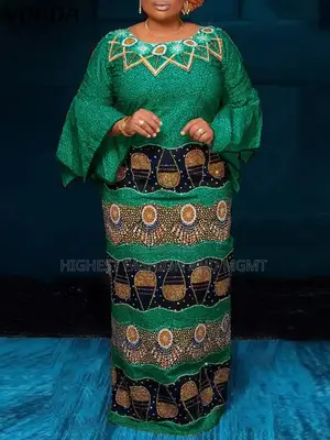 Flare Sleeve Print Maxi Gown