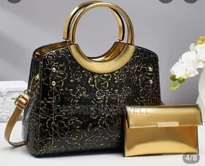 Luxury Floral Embossed Ladies Handbag and Clutch Purse Set