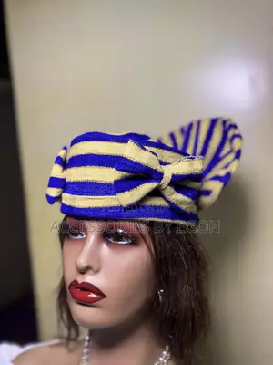 Zara Cap Made With Fine Asoeke Linens and Uniquely Designed With a Bow