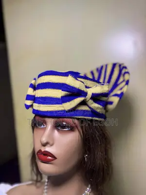 Zara Cap Made With Fine Asoeke Linens and Uniquely Designed With a Bow