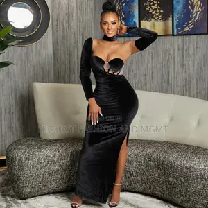 Long Sleeve Side Slit Long Dress