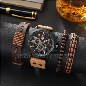 4-Piece Men's Watch and Bracelet Set