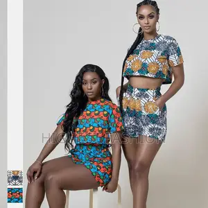 2 Piece Crop Top and Short Pant Ankara Outfit