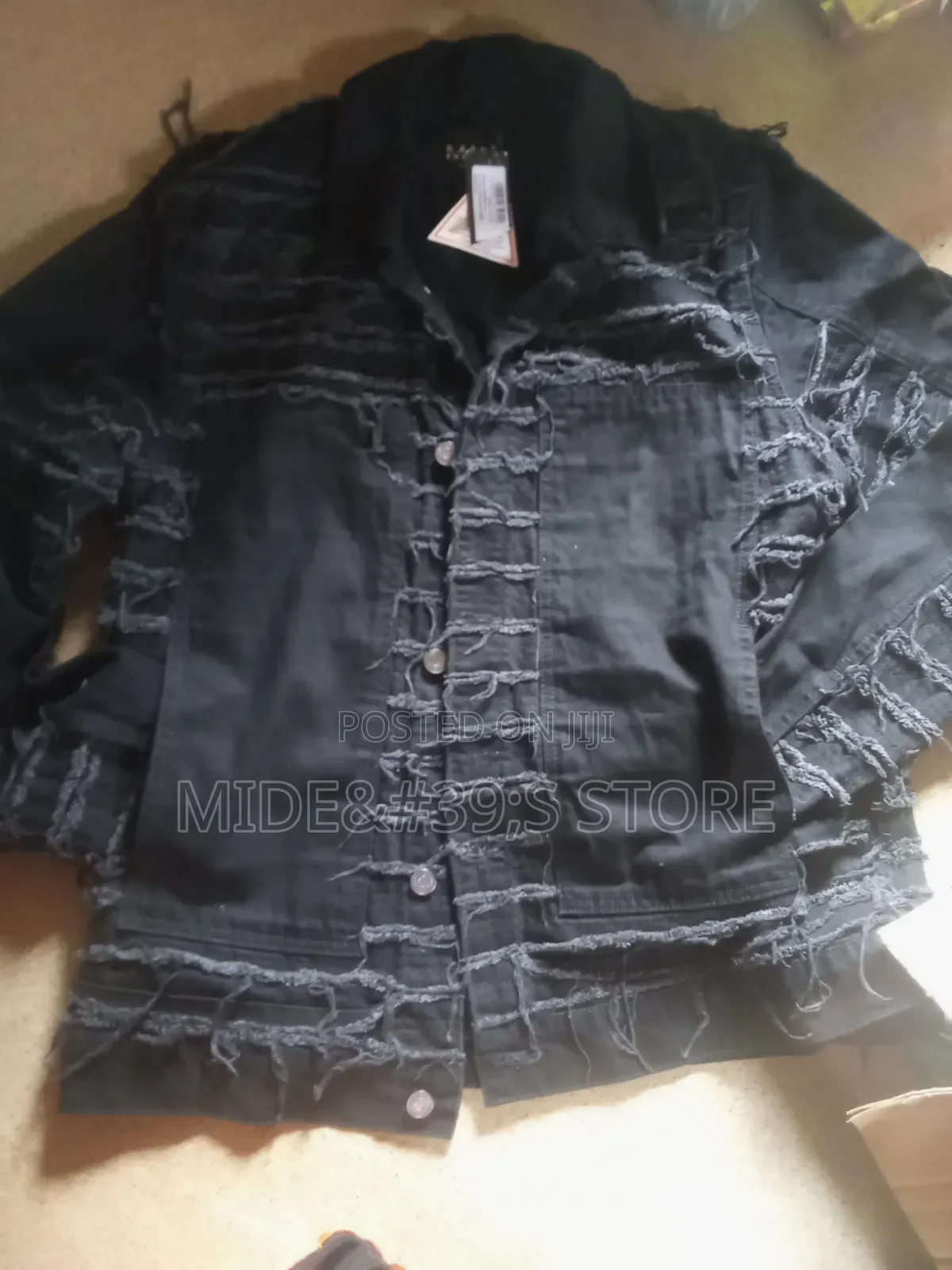 Boohooman Crazy/Distressed Black Denim Jacket