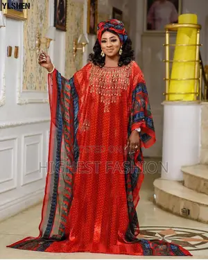 Long African Chiffon Beaded Dress