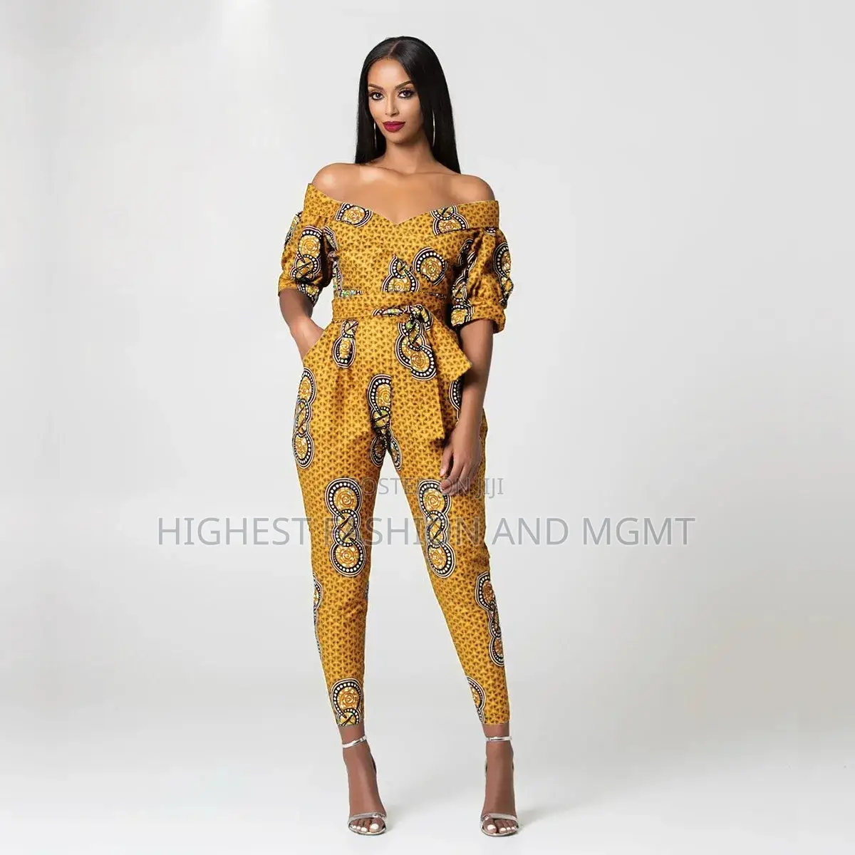 Off Shoulder Ankara Jumpsuit