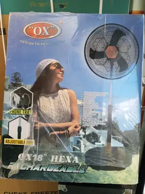 Ox 18-Inch Hexa Rechargeable Standing Fan With Phone Tray (Brand New)