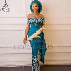 African Off the Shoulder Beaded Dress