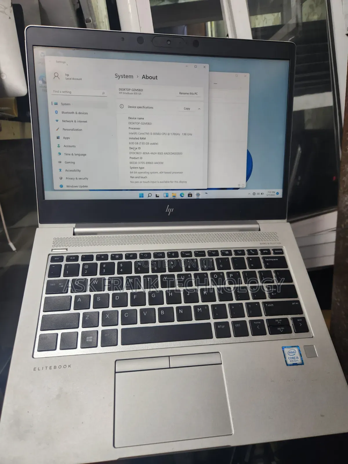Laptop HP EliteBook 830 G5 8GB Intel Core i5 SSD 256GB