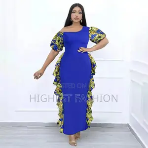 Off Shoulder Puff Sleeve Ankara Dress