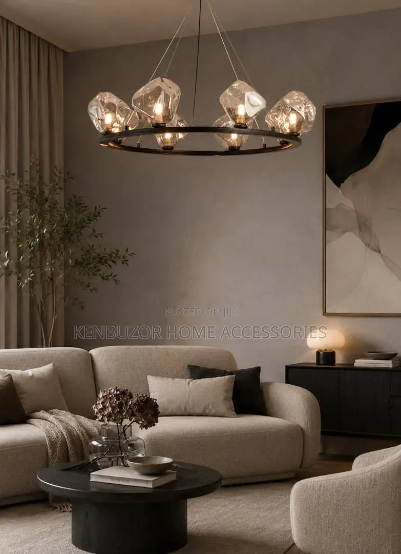 8 Head Crystal Pendant Round Chandelier