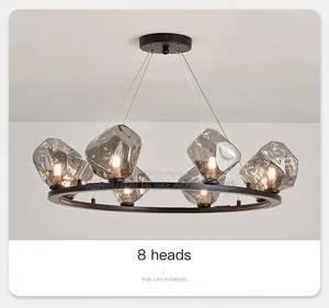 8 Head Crystal Pendant Round Chandelier