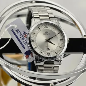Bestwin Men's Silver Stainless Steel Quartz Wristwatch