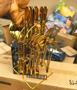 24pcs Gold Cutlery Set With Stand
