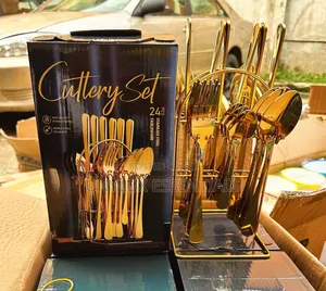 24pcs Gold Cutlery Set With Stand