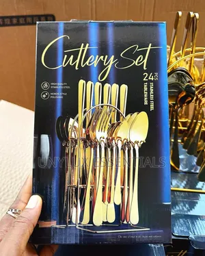 24pcs Gold Cutlery Set With Stand