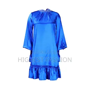 Knee-Length Long Sleeve Beading Collar Evening Gown