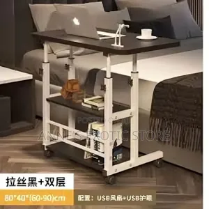 Adjustable Mobile Laptop Table With Storage Shelves