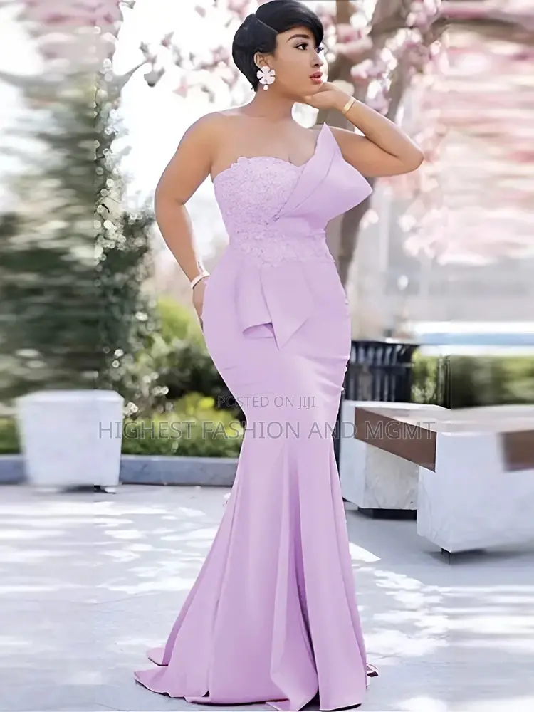 Strapless Peplum Lace Patchwork Evening Dress