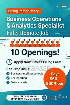 10 Openings: Remote Biz Ops Analytics Specialist ($50-$60/Hr)