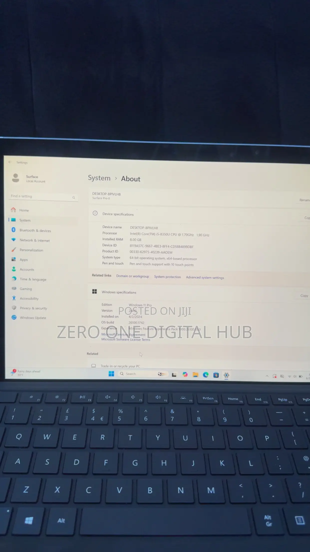 Laptop Microsoft Surface Pro 6 8GB Intel Core i5 SSD 256GB