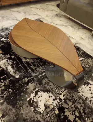 Modern Leaf Shape Walnut Veneer Coffee Table