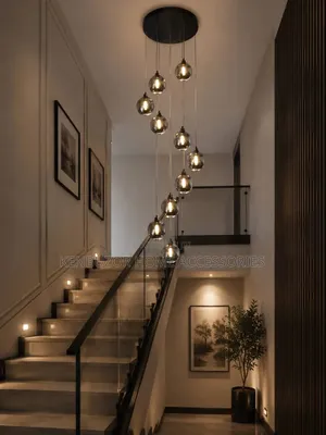 10 Glass Long Staircase Pendant Light Chandelier