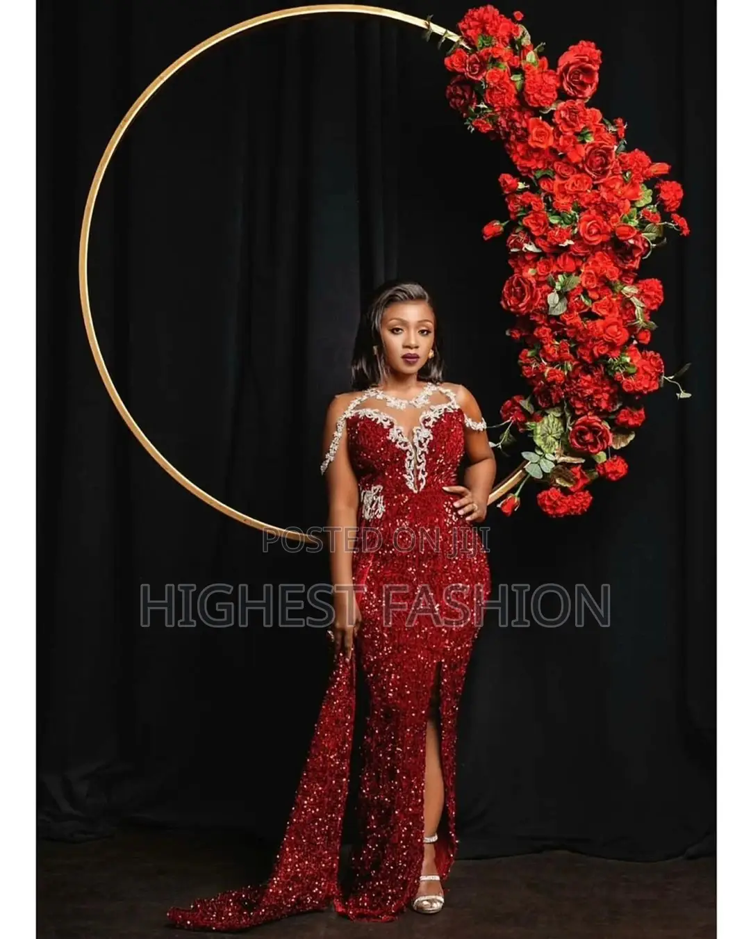 Sequins Africa Front Slit Dress