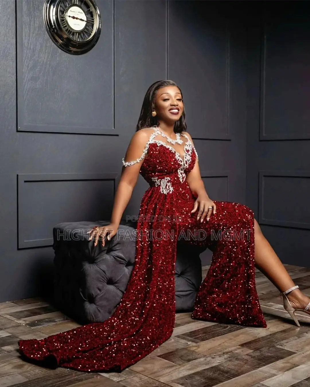 Sequins Africa Front Slit Dress