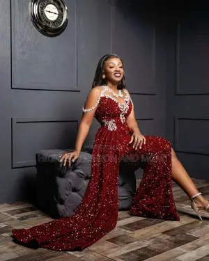 Sequins Africa Front Slit Dress