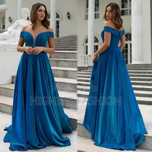 Long African Velvet Off Shoulder Gown