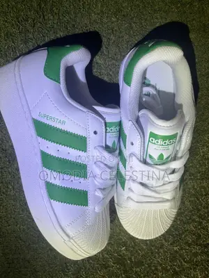 * Unisex Adidas Superstar White Green Casual Shoes