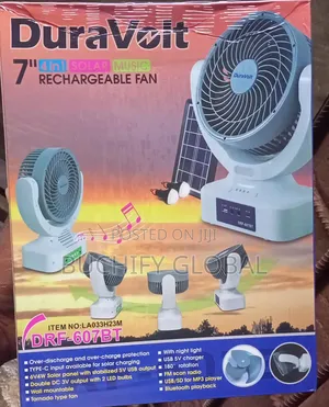 Duravolt Rechargeable Fan With Solar Panel