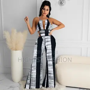 African Chiffon V’Neck Jumpsuit