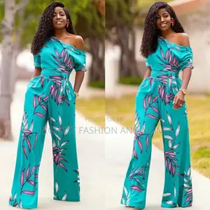 African Loose One Shoulder Jumpsuit