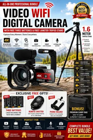 Wifi Camera Shoot All Day Without Limits With Free 3 Batteries Stand