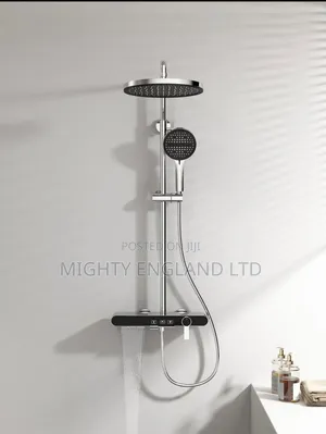 Modern Thermostatic Shower System With a Large Rainfall Head