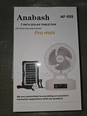 Anabash 7 Inches Desk Fan With Solar Panel