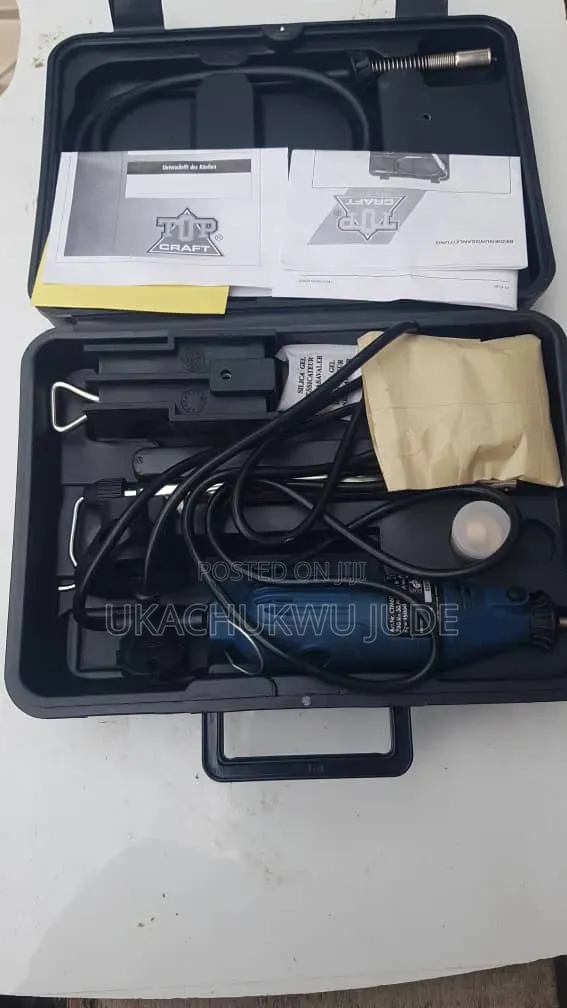 Tip Craft Rotary Tool Kit Featuring A Blue Corded Multi-tool.