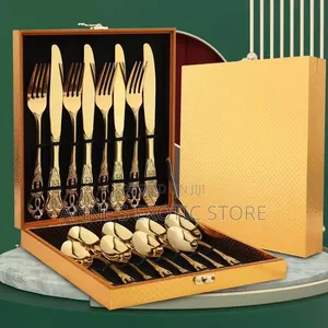 24-Piece Luxury Gold Stainless Steel Cutlery Set