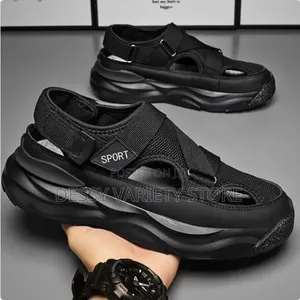 Men's Black Casual Sandals Eu 41-44 - Breathable Half Open Shoes