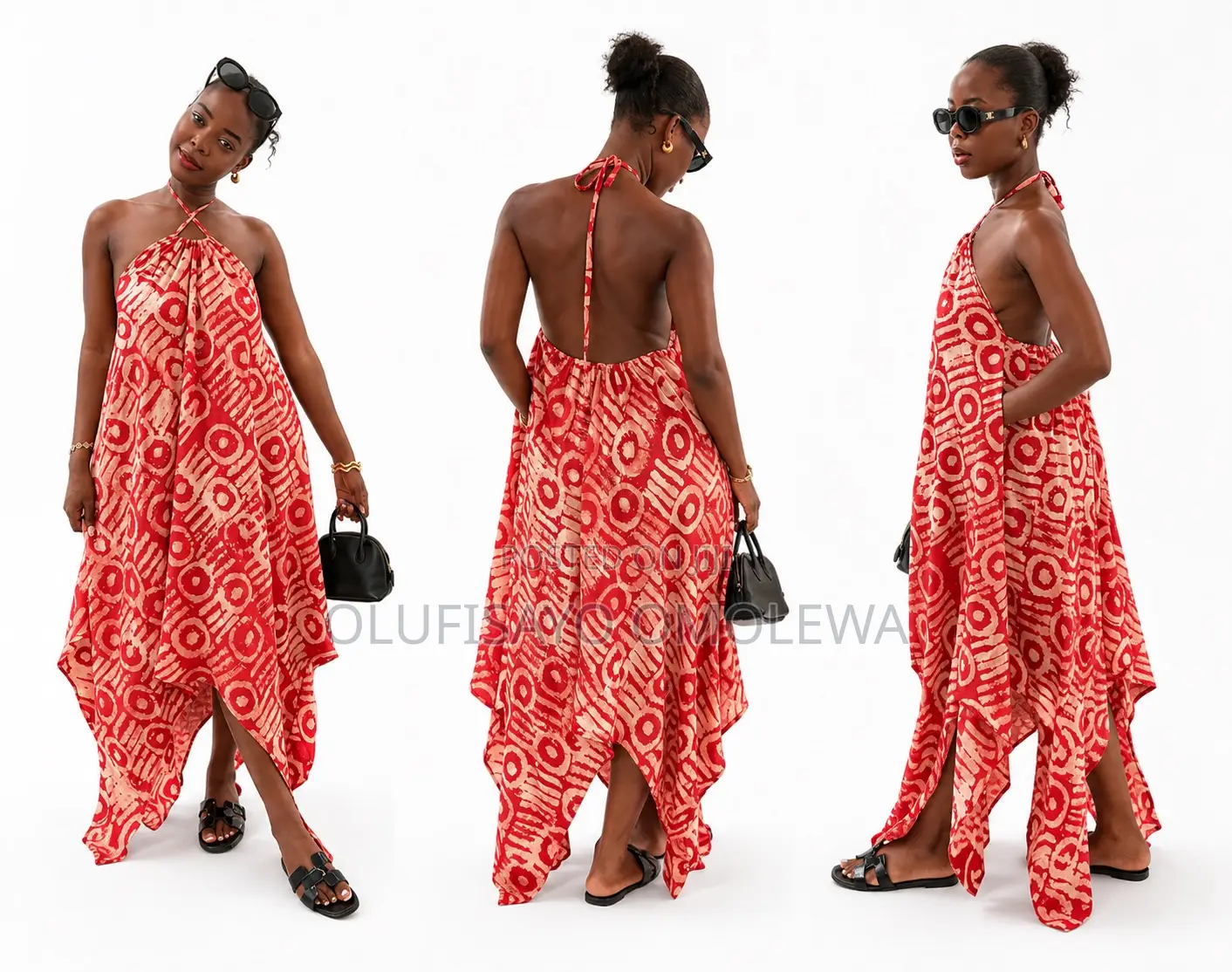 Adire Crepe Backless Dress
