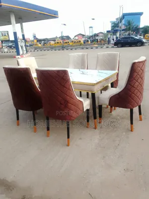 Brand New HDF Curved Faux Marble Dinning Set