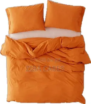 Quality Bedsheets, Duvet and Pillowcases -Navy Blue and Orange, White