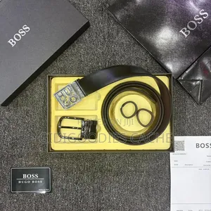 Branded Platinum Leather Reversible Belt Gift Set for Men