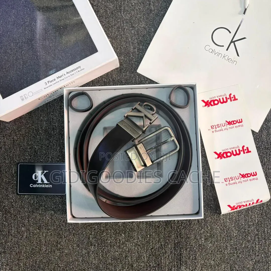 Branded Platinum Leather Reversible Belt Gift Set for Men